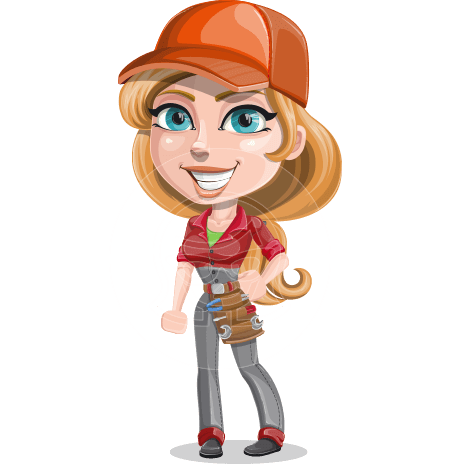 Pretty Mechanic Girl Cartoon Vector Character AKA Carlita